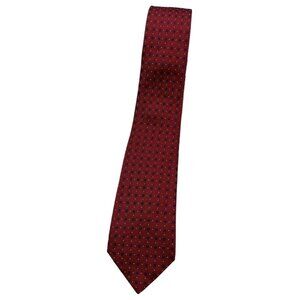 RODA Men's 100% Silk Necktie LUXURY Tie Red Geometric W:2.8" EUC